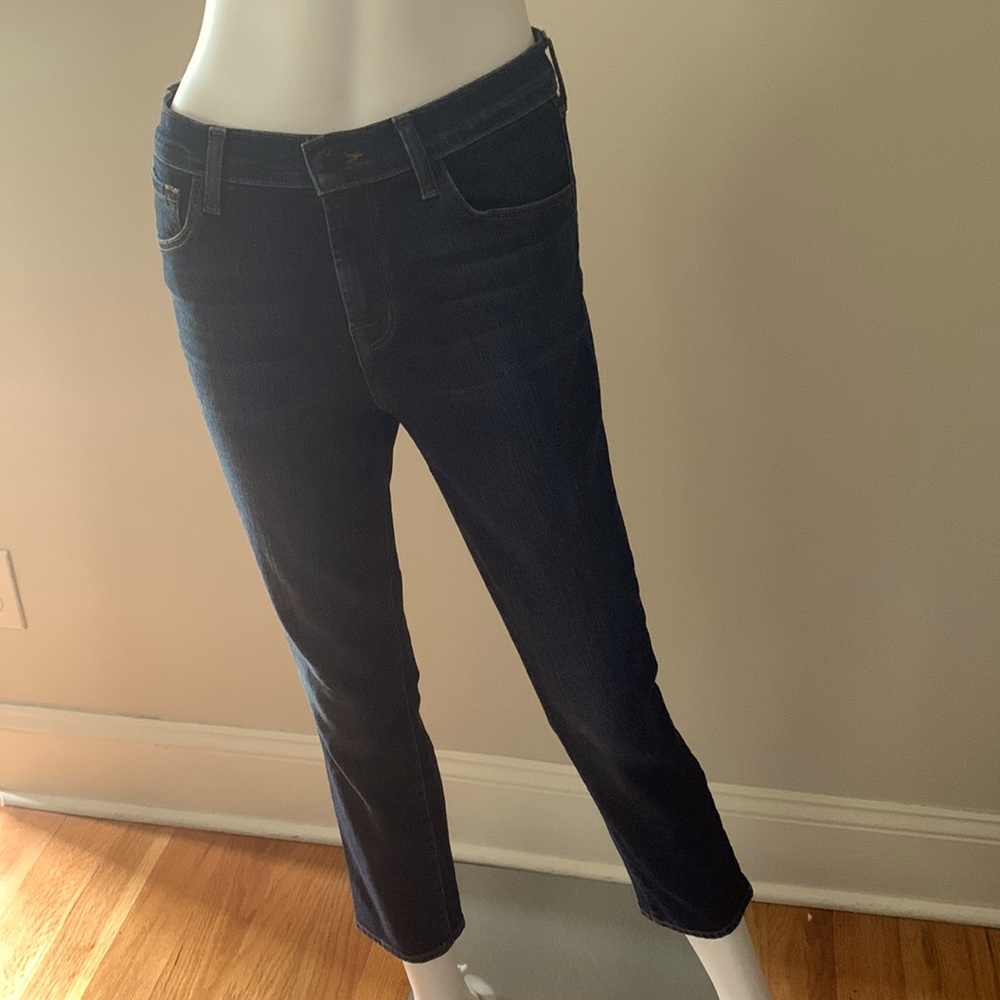 J BRAND DARK RINSE HIGH CROP SKINNY JEANS, size 26